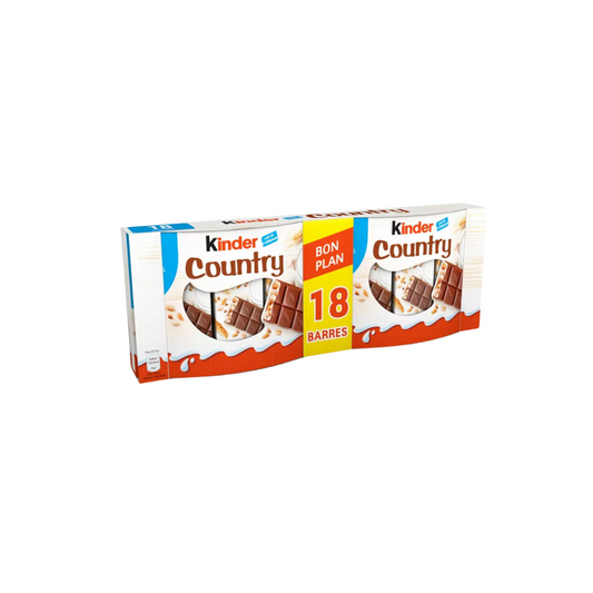 KINDER Country barres chocolatées céréales soufflées 18 barres 420g