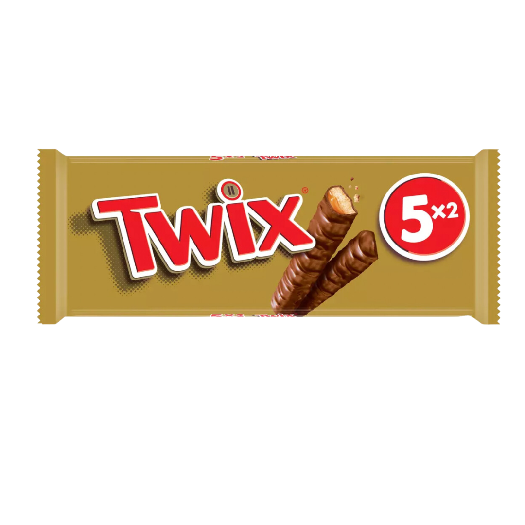 Barres chocolatées biscuits enrobées de chocolat et caramel TWIX les 5 sachets de 2 barres