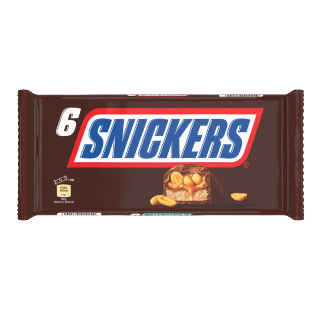 SNICKERS barre chocolat, caramel et cacahuètes - Multipack 6x50g